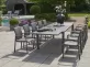 Meble ogrodowe aluminiowe ANABEL - zestaw stołowy na taras ciemnoszary z 8 krzesłąmi SENSE