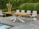 Meble ogrodowe aluminiowo-teakowe biale TIMOR - zestaw stołowy 280 cm z krzesłami primavera