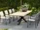 Meble ogrodowe aluminiowo-teakowe ciemnoszare TIMOR - zestaw stołowy 280 cm z krzesłami primavera