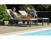 leżak ogrodowy na kółkach ANABEL aluminiowy w kolorze ciemnoszarym