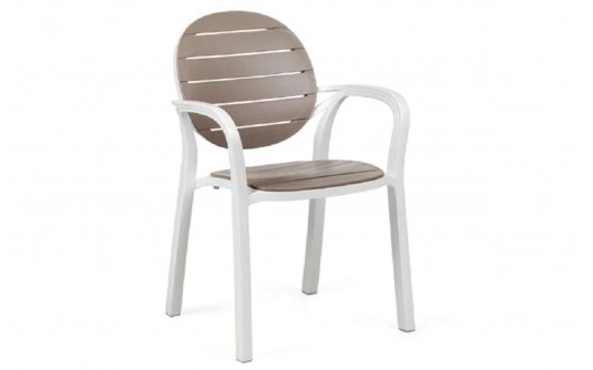 Fotel PALMA Nardi biały / siedzisko TAUPE