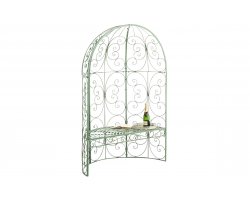 ZIELONY ANTYCZNY półpawilon z ławką metalowy retro na rośliny pnące