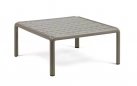 Stolik kwadratowy z kolekcji komodo nardi z blatem ze szkła hartowanego tortora