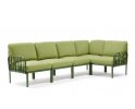Modułowa sofa narożna komodo nardi z konstrukcją agava i poduszkami avocado Sunbrella