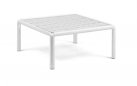 Biały kwadratowy stolik komodo nardi szkło hartowane 70x70 cm