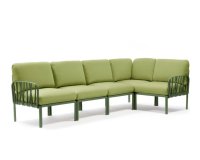 Modułowa sofa narożna komodo nardi z konstrukcją agava i poduszkami avocado Sunbrella