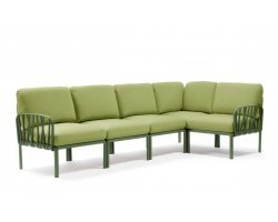 Modułowa sofa narożna komodo nardi z konstrukcją agava i poduszkami avocado Sunbrella