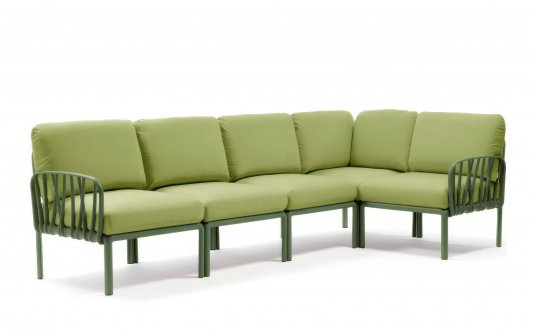 Modułowa sofa narożna komodo nardi z konstrukcją agava i poduszkami avocado Sunbrella Modułowa sofa narożna komodo nardi z konstrukcją agava i poduszkami avocado Sunbrella