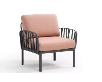 Fotel wypoczynkowy ogrodowy z polipropylenu komodo nardi kolor antracyt poduszka rosa