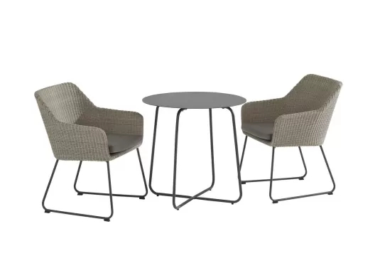 Krzesło obiadowe Stół DALI i 2 fotele AVILA polyloom pebble 4 Seasons Outdoor