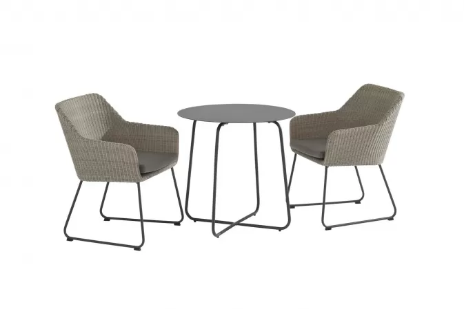 Krzesło obiadowe Stół DALI i 2 fotele AVILA polyloom pebble 4 Seasons Outdoor