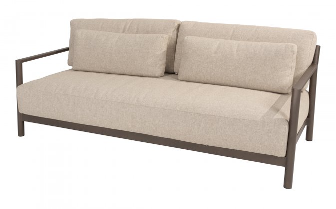 Nowoczesna sofa ogrodowa aluminiowa brązowa CAPRESI 4SO z poduszkami beżowymi