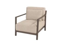 Nowoczesny fotel ogrodowy aluminiowy brązowy CAPRESI 4SO z poduszkami beżowymi