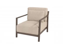 Nowoczesny fotel ogrodowy aluminiowy brązowy CAPRESI 4SO z poduszkami beżowymi