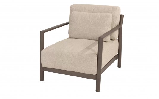 Nowoczesny fotel ogrodowy aluminiowy brązowy CAPRESI 4SO z poduszkami beżowymi Nowoczesny fotel ogrodowy aluminiowy brązowy CAPRESI 4SO z poduszkami beżowymi