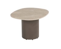 Owalny stolik kawowy brązowa noga blat ceramiczny SOFIE 50x60 cm