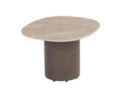 Owalny stolik kawowy brązowa noga blat ceramiczny SOFIE 50x60 cm