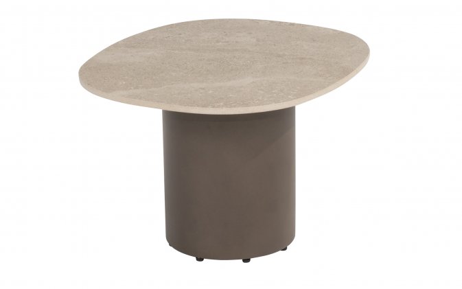 Owalny stolik kawowy brązowa noga blat ceramiczny SOFIE 50x60 cm