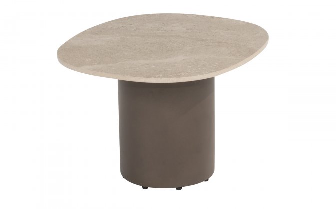 Owalny stolik kawowy brązowa noga blat ceramiczny SOFIE 50x60 cm