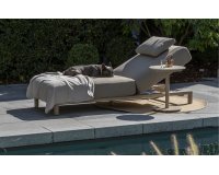 Beżowy luksusowy leżak na taras aluminiowy MADEIRA 4SO gruba poducja Boucle