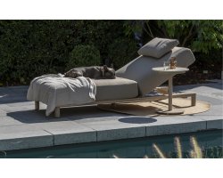 Beżowy luksusowy leżak na taras aluminiowy MADEIRA 4SO gruba poducja Boucle
