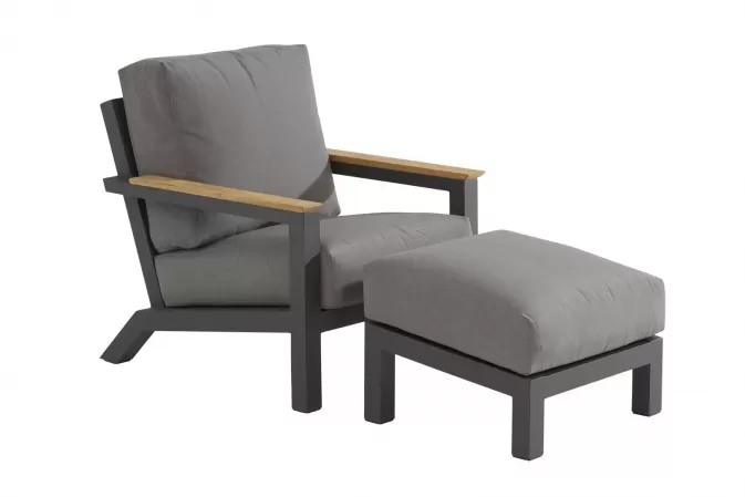 Fotel wypoczynkowy z podnóżkiem aluminiowy na taras CAPITOL
