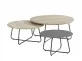 stolik Axel blat teak wraz ze stolikami Dali z pełnym aluminiowym blatem
