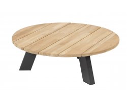 Okrągły stolik kawowy ogrodowy COSMIC Ø78 grafitowy z blatem teak
