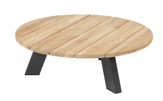 Okrągły stolik kawowy ogrodowy COSMIC Ø78 grafitowy z blatem teak Okrągły stolik kawowy ogrodowy COSMIC Ø78 grafitowy z blatem teak