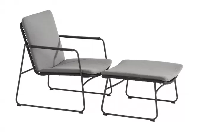 fotel wypoczynkowy z podnóżkiem nowoczesny ELBA szary