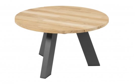 Okrągły stolik kawowy ogrodowy COSMIC Ø65 grafitowy z blatem teak Okrągły stolik kawowy ogrodowy COSMIC Ø65 grafitowy z blatem teak