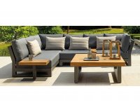 Mniejsza wersja mebli ogroodwych aluminiowych NEVADA - konstrukcja cienmoszara stolik z blatem teak stolik boczny