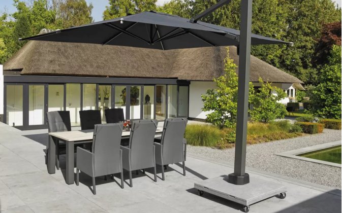 Obrotowy parasol ogrodowy 3x5x3 PALERMO Life antracyt podstawa granitowa na kółkach.