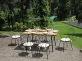 stół ogrodowy z mozaikowym blatem i krzesłami sinna