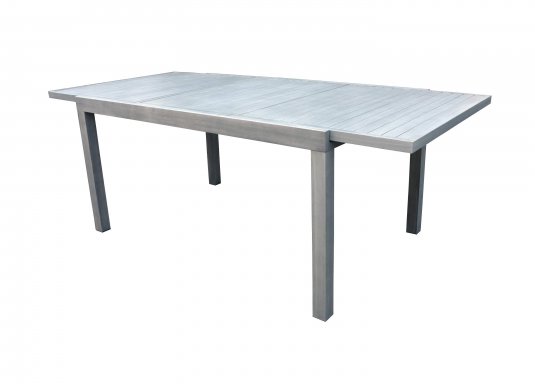stół aluminium rozsuwany 150-210 cm powłoka drewnopodobna jasnoszara