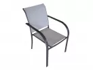 krzesło aluminiowe ciemnoszare z jasnoszarą tekstyliną