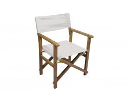 składane krzesło drewniane z siedziskiem z materiału w kolorze ecru