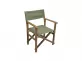 składane krzesło drewniane z siedziskiem z materiału w kolorze szławia.