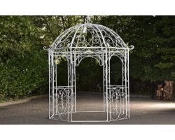 biały pawilon ogrodowy metalowy retro
