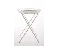 składany stolik okrągły z obramowaniem metalowy