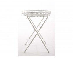 składany stolik okrągły z obramowaniem metalowy