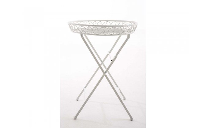 składany stolik okrągły z obramowaniem metalowy