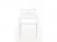 biały fotel aluminiowy z podłokietnikami retro