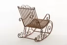brązowy antyczny fotel bujany retro metalowy