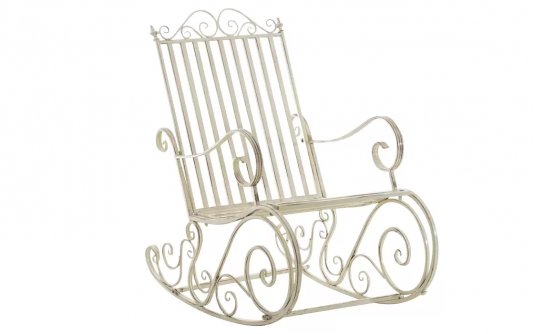 kremowy fotel bujany metalowy vintage