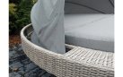 Łóżko ogrodowe okrągłe z technorattanu SIROS z daszkiem jasnoszare
