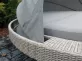 Łóżko ogrodowe okrągłe z technorattanu SIROS z daszkiem jasnoszare