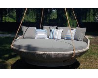 wisząca lezanka ogrodowa CORSO z technorattanu jasnoszarego