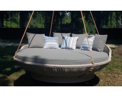 wisząca lezanka ogrodowa CORSO z technorattanu jasnoszarego