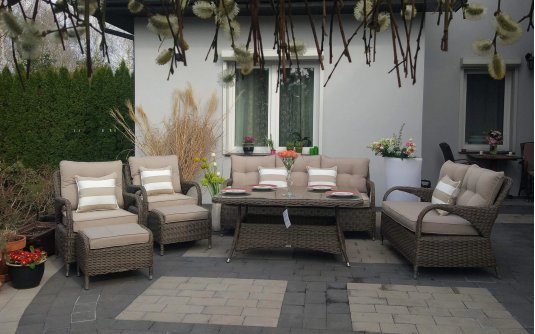 duże meble wypoczynkowe z technorattanu brązowy matowy